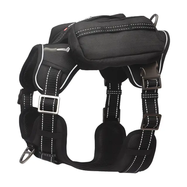 PETMARVEL High Perfomance Tactical Dog Harness With Backpack, No Pull Front Clip & Metal Buckles Black - Shop at LoveMi