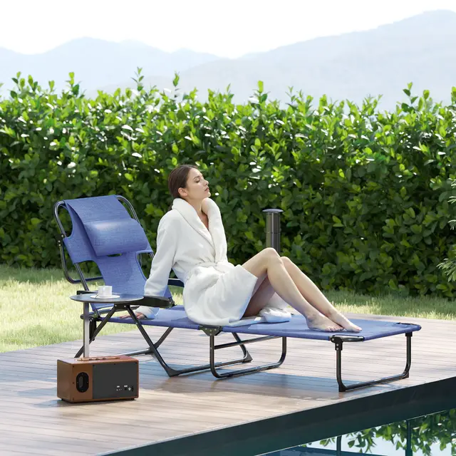 Folding Lounge Chair W Reclining Back, Gray Gray - Shop at LoveMi