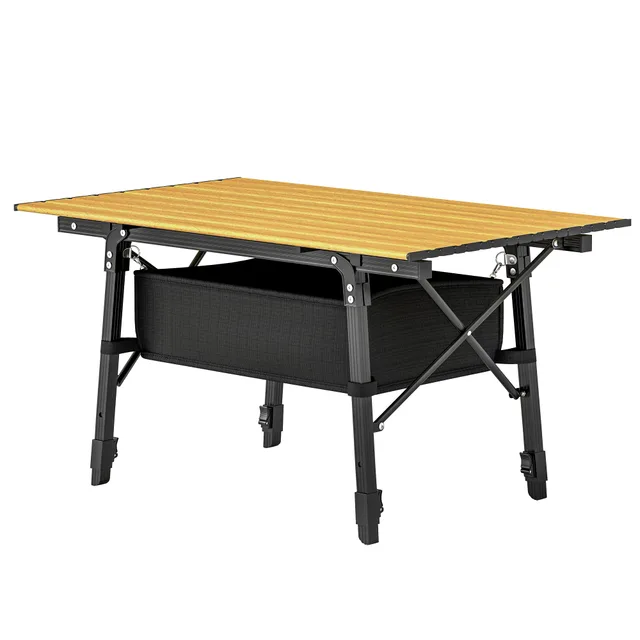 3ft Aluminum Small Folding Table, Portable Camping Table With Storage Bag, Carry Bag For Outdoor Picnic BBQ, Brown Brown - Shop at LoveMi