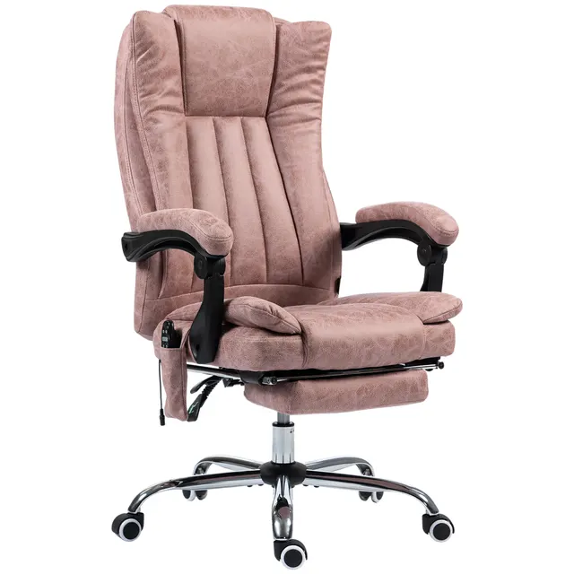 Massage Office Chair With 6 Points And Heat, Reclining Computer Chair With Adjustable Height And Footrest Pink - Shop at LoveMi