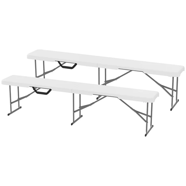 2 Pack 6 Ft Portable Foldable Bench Seats, Plastic Folding Benches With Carrying Handle For Camping, White White - Shop at LoveMi