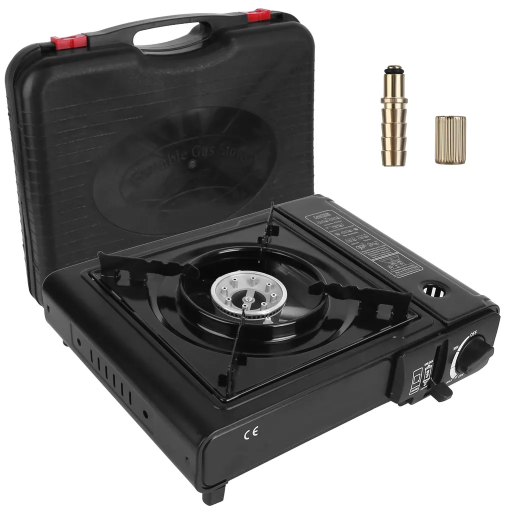 3300W Portable Camping Stove Butane Canister Dual Fuel Burner Piezo Electric Ignition Single Burner With Automatic Tank Ejection Overpressure Cut O...