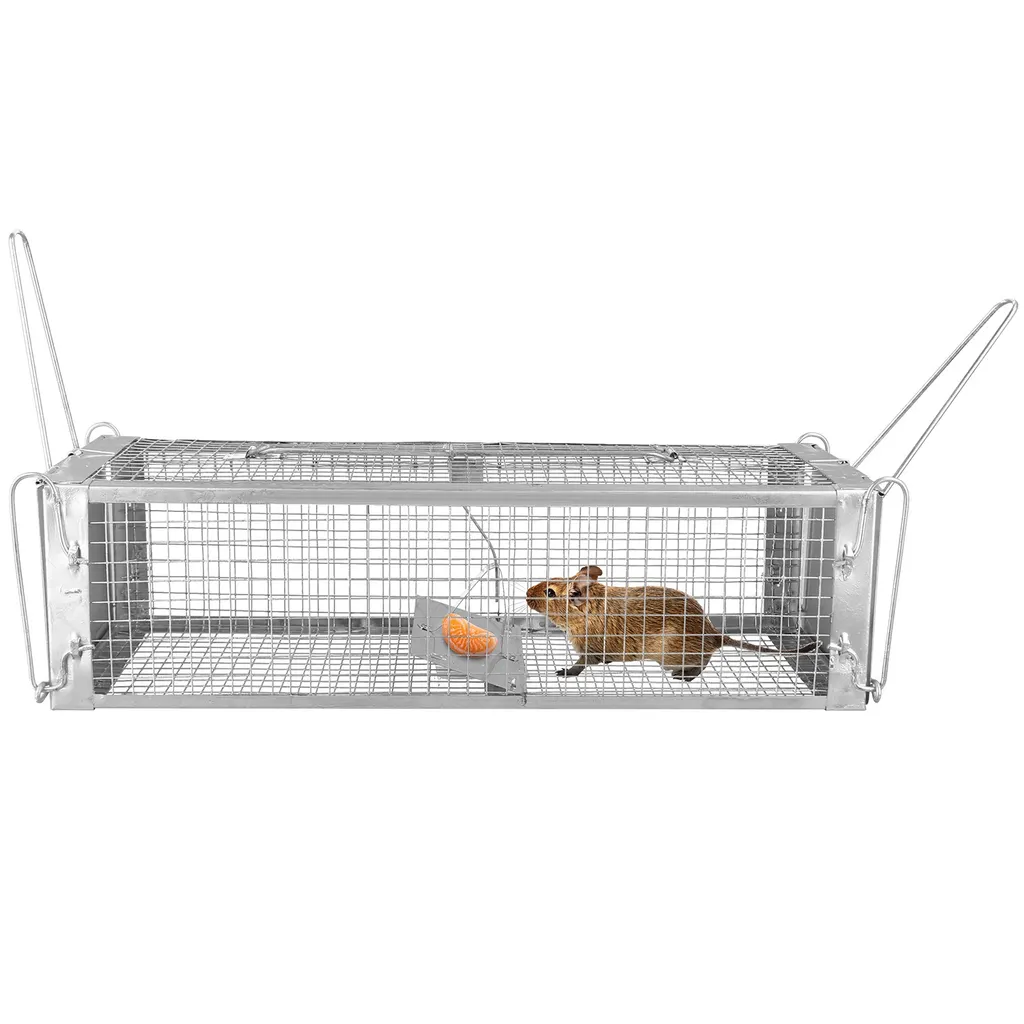 Dual Door Rat Trap Cage Humane Live Rodent Dense Mesh Trap Cage Zinc Electroplating Mice Mouse Control Bait Catch With 2 Detachable U Shaped Rod - ...