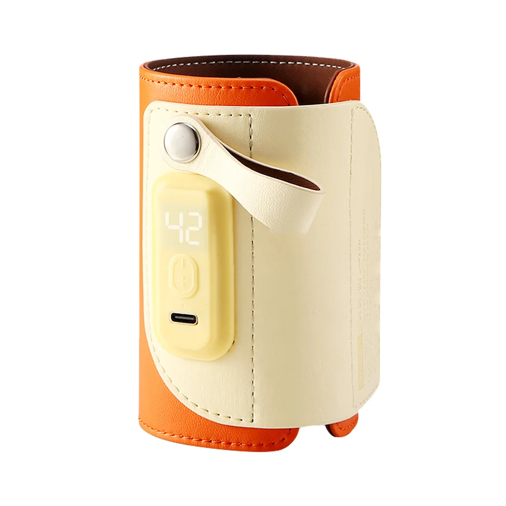 Portable Baby Milk Warmer 5 Temperature Adjustable Handhold Bottle Warmer With Fast Charge Adapter For Outdoor Car Travel - Orange
