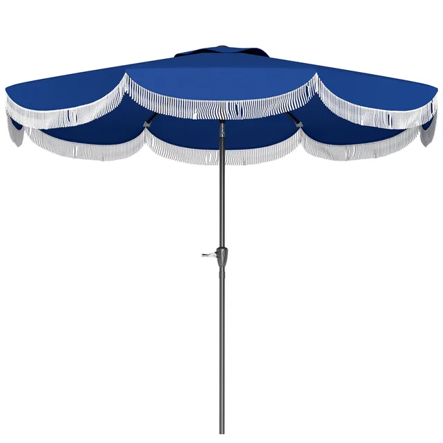 9FT Patio Umbrella,Outdoor Market Umbrella With Crank, 8 Ribs, Push Button Tilt, Vented Patio Table Umbrella For Deck Backyard Lawn, Navy Blue Na... - Shop at LoveMi