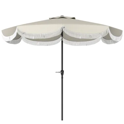 9FT Patio Umbrella, Outdoor Market Umbrella With Crank, 8 Ribs, Push Button Tilt, Vented Patio Table Umbrella For Deck Backyard Lawn, Light Gray ... - Shop at LoveMi