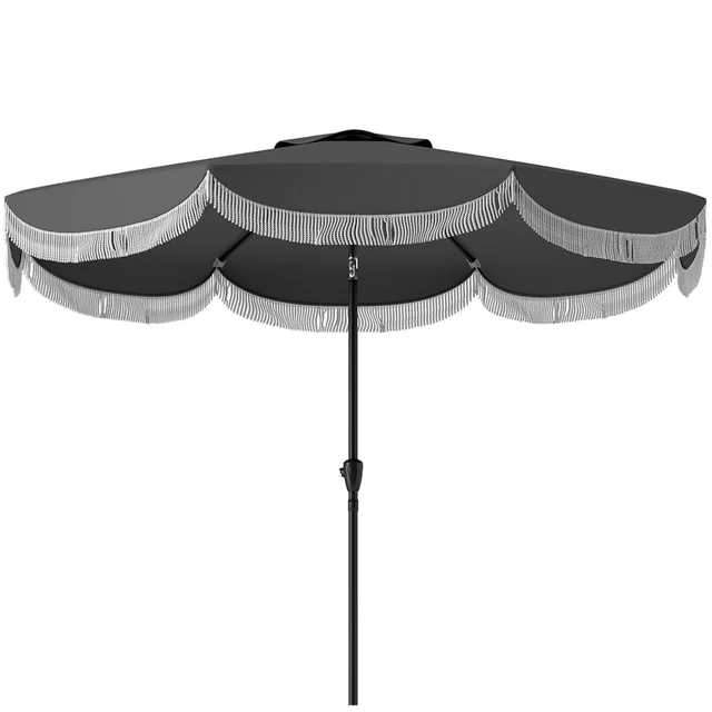 9FT Patio Umbrella, Outdoor Market Umbrella With Crank, 8 Ribs, Push Button Tilt, Vented Patio Table Umbrella For Deck Backyard Lawn, Charcoal Gray... - Shop at LoveMi