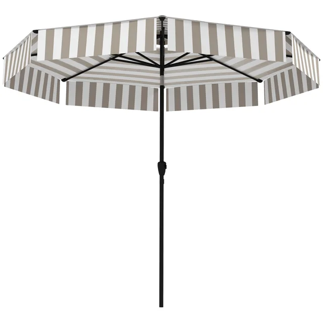 8.6FT Patio Umbrella, Outdoor Market Umbrella, 2 Tier Vented Patio Table Umbrella With Crank 8 Ribs, Tiltable Porch Umbrella For Garden Deck Poolsi... Light Gray - Shop at LoveMi
