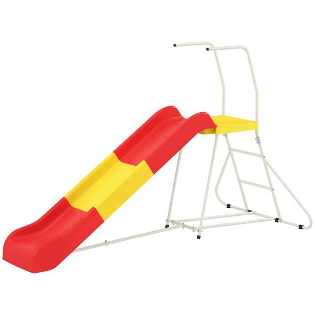 6ft Slide For Kids, Metal Freestanding Playground Equipment With Climbing Ladder, For Backyard, Outdoor, Indoor, Red Red - Shop at LoveMi