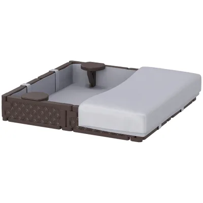 Kids Sandbox With Cover, 4 Corner Seats, Bottom Liner For Backyard, Garden, Outdoor, 47 X 47 X 9, Dark Brown Dark Brown - Shop at LoveMi