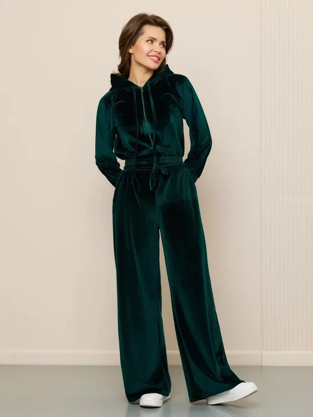 Silver Fox Fleece Hoodie Tie Up Pants Two piece Set Dark Green - Shop at LoveMi