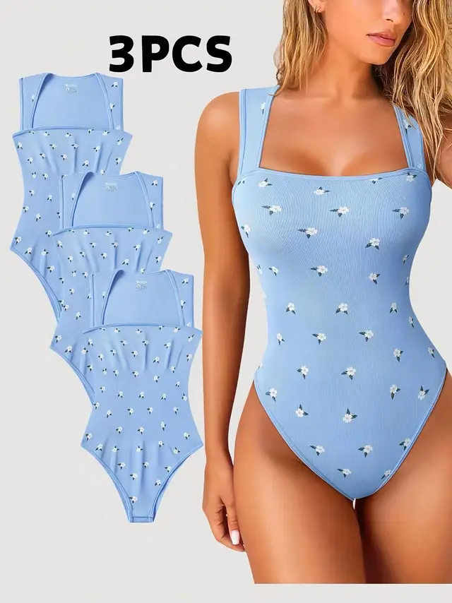 3 Pack NEW Women's Summer Outfit Baby Blue Cherry Print Jumpsuit For Women Vintage Chic Floral Print - Shop at LoveMi