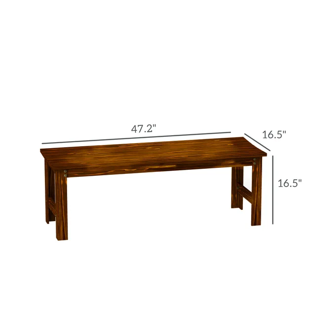 2 Seat Wood Garden Bench, Patio Bench Outdoor Bench With Slatted Seat, Backless Front Porch Bench For Park, Garden, Poolside, Deck, Carbonized Ca... - Shop at LoveMi