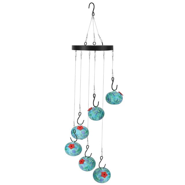 Wind Chimes Humming Bird Feeder Ant And Bee Proof Outdoor Hanging Hummingbird Feeder For Viewing Decoration For Garden Patio Yard Balcony Blue - Shop at LoveMi