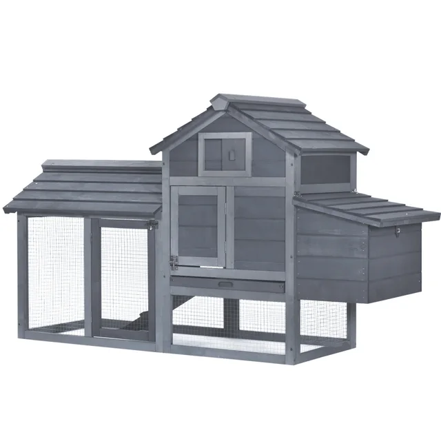 Chicken Coop Kit 59 Outdoor Solid Wood Enclosed House Ventilation Gray Gray - Shop at LoveMi