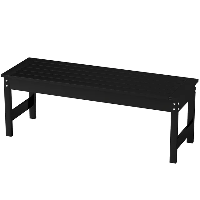 47 Outdoor Bench Seat, HDPE All Weather Garden Bench, Backless Slatted Patio Bench For Yard, Porch, Park, Black Black - Shop at LoveMi