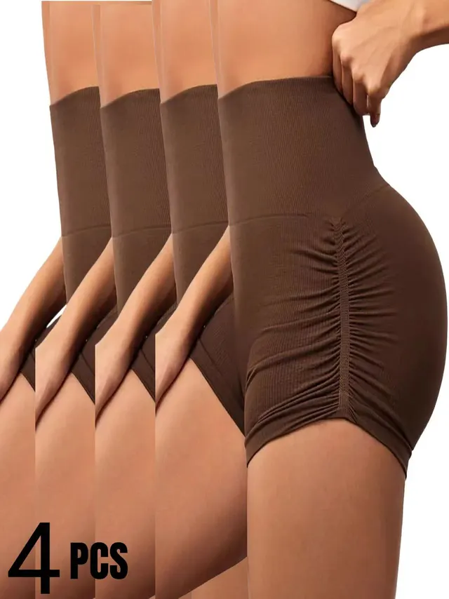 Sexy Solid Color Women Fitness Sport Short High Waist Athletic Yoga Short Leg Cycling Comprehensive Training Jogging Squat Proof Summer Solid Color... 4Coffee - Shop at LoveMi