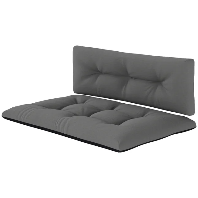 2 Seater Pallet Cushions Outdoor 3.9 Thick Replacement Cushions Tufted Design For Garden, Patio, Black Black - Shop at LoveMi