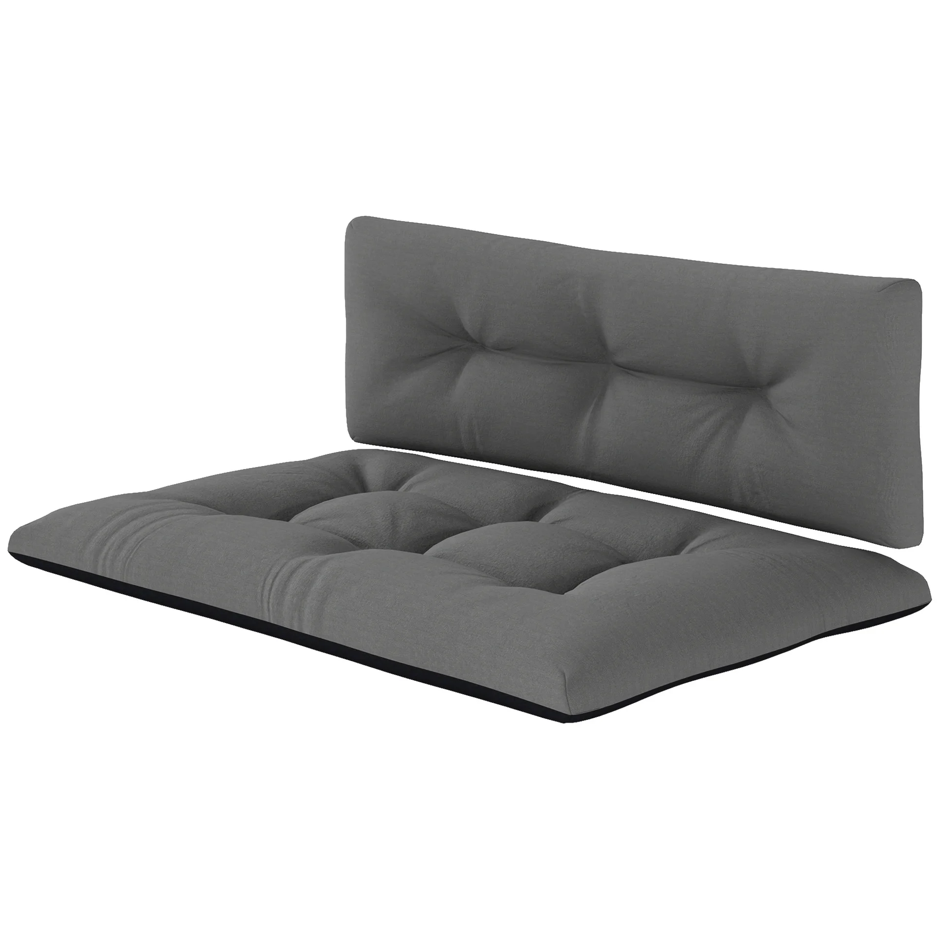 2 Seater Pallet Cushions Outdoor 3.9 Thick Replacement Cushions - Tufted Design For Garden, Patio, Black - Black