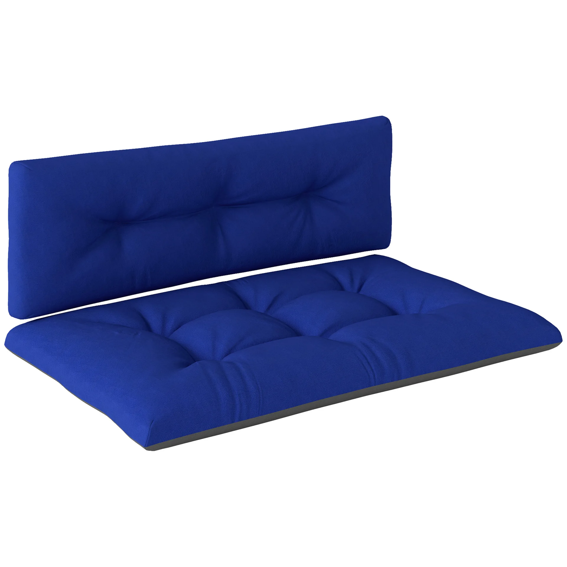 2 Seater Pallet Cushions Outdoor 3.9 Thick Replacement Cushions - Tufted Design For Garden, Patio, Navy Blue - Navy Blue