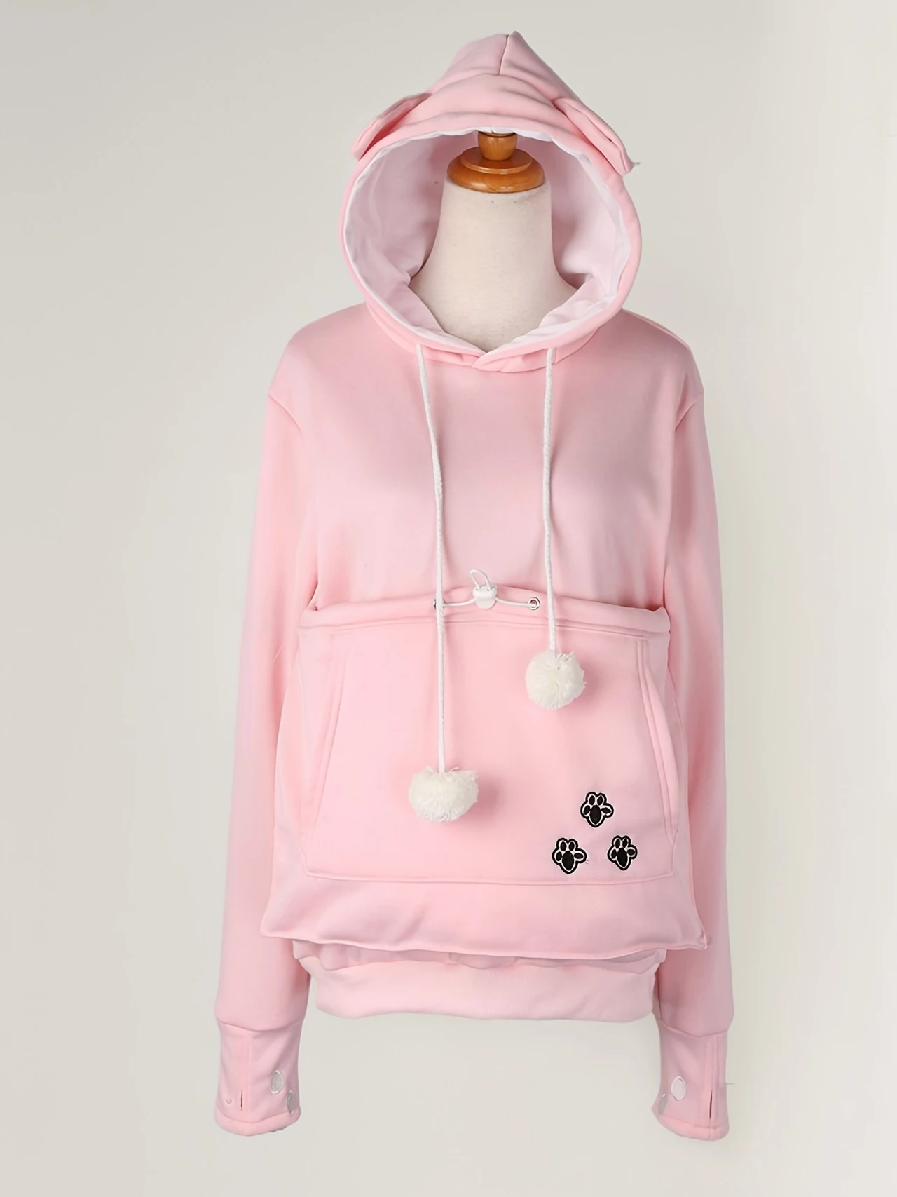 Women's Cute Casual Cat Claw Hoodie, Hairball Drawstring Sweatshirt