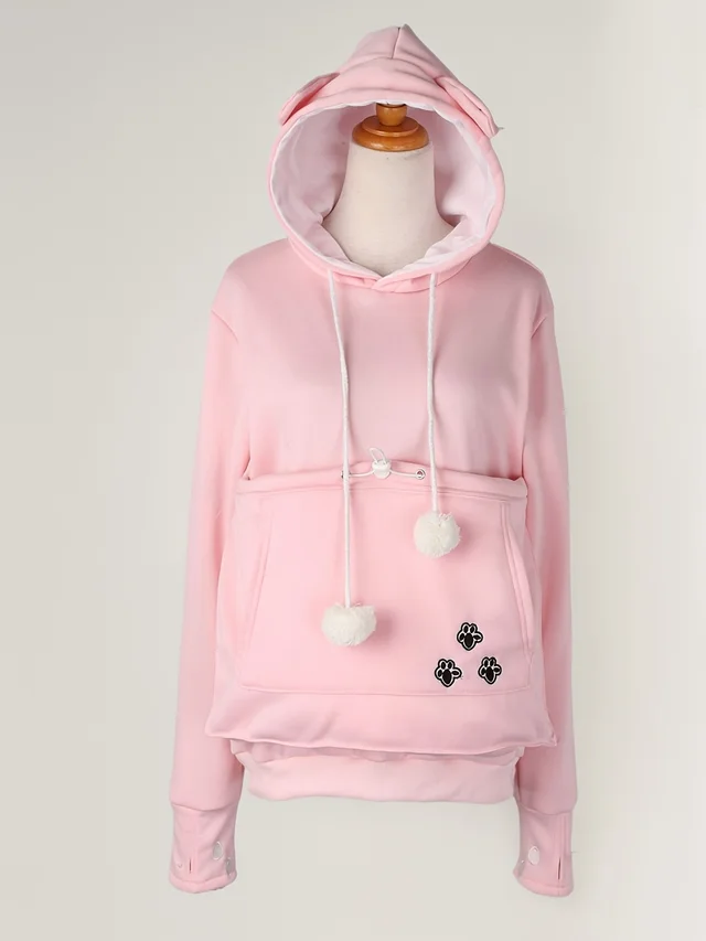 Women's Cute Casual Cat Claw Hoodie, Hairball Drawstring Sweatshirt - Shop at LoveMi