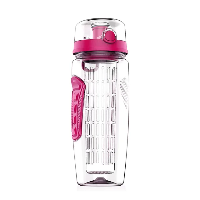 3 Color Options Fruit Infuser Water Bottle 32OZ Juice Shaker Sport With Flip Top Lid Anti Slip Grips For Office Home Sport Running Walking Hiking... Pink - Shop at LoveMi