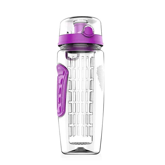 3 Color Options Fruit Infuser Water Bottle 32OZ Juice Shaker Sport With Flip Top Lid Anti Slip Grips For Office Home Sport Running Walking Hiking... Purple - Shop at LoveMi