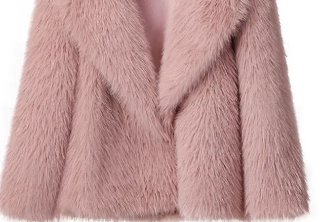 Large Lapel Fluffy Plush Artificial Fur Short Pink - Shop at LoveMi