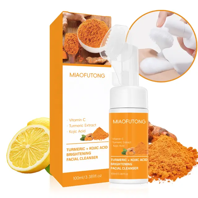 Clear Turmeric Cleansing Mousse Facial Brightening Cleanser Turmeric Facial Cleanser Natural Exfoliating Renewal Serum Yellow - Shop at LoveMi