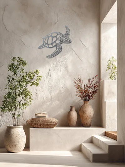 Rustic Sea Turtle Metal Wall Decor Coastal Beach House Bathroom Accent Look At The Picture - Shop at LoveMi