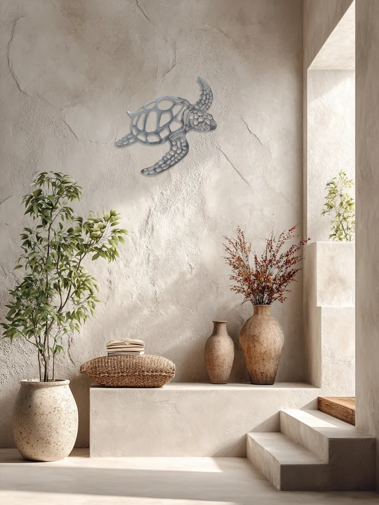 Rustic Sea Turtle Metal Wall Decor Coastal Beach House Bathroom Accent Look At The Picture - Shop at LoveMi