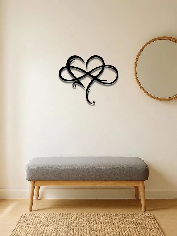 Infinity Heart Metal Wall Decor Black,Heart Love Sign Plaque Elegant Bedroom Look At The Picture - Shop at LoveMi