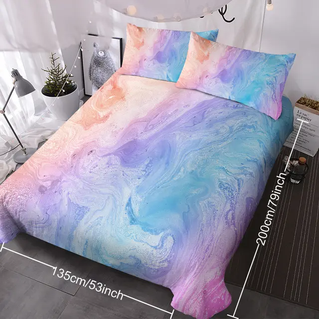 Girly Duvet Cover Rainbow Glitter Ombre Bedding Sets Chic Purple Blue Green Pastel Bed Spreads Sparkle Quilt Cover Set With 2 Pillow Shams Single - Shop at LoveMi