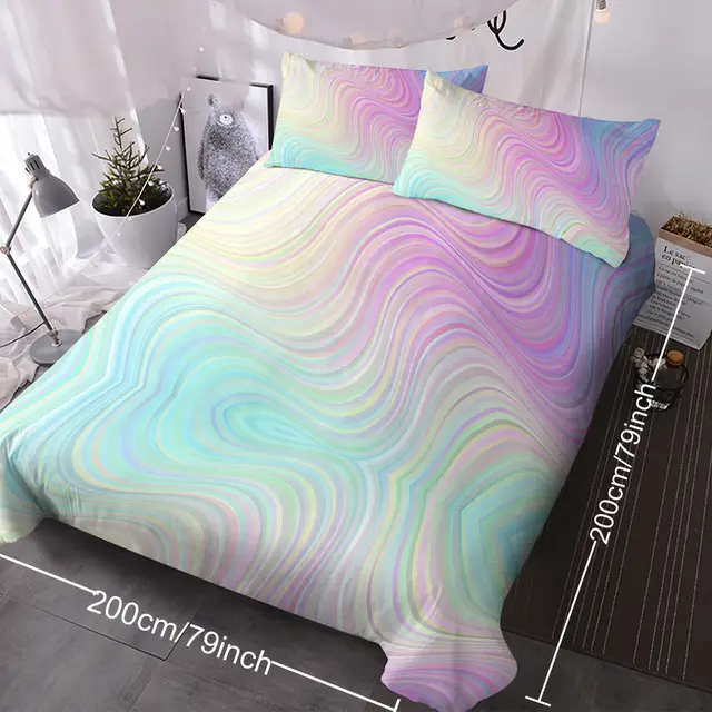 Girly Duvet Cover Rainbow Glitter Ombre Bedding Sets Chic Purple Blue Green Pastel Bed Spreads Sparkle Quilt Cover Set With 2 Pillow Shams Double - Shop at LoveMi