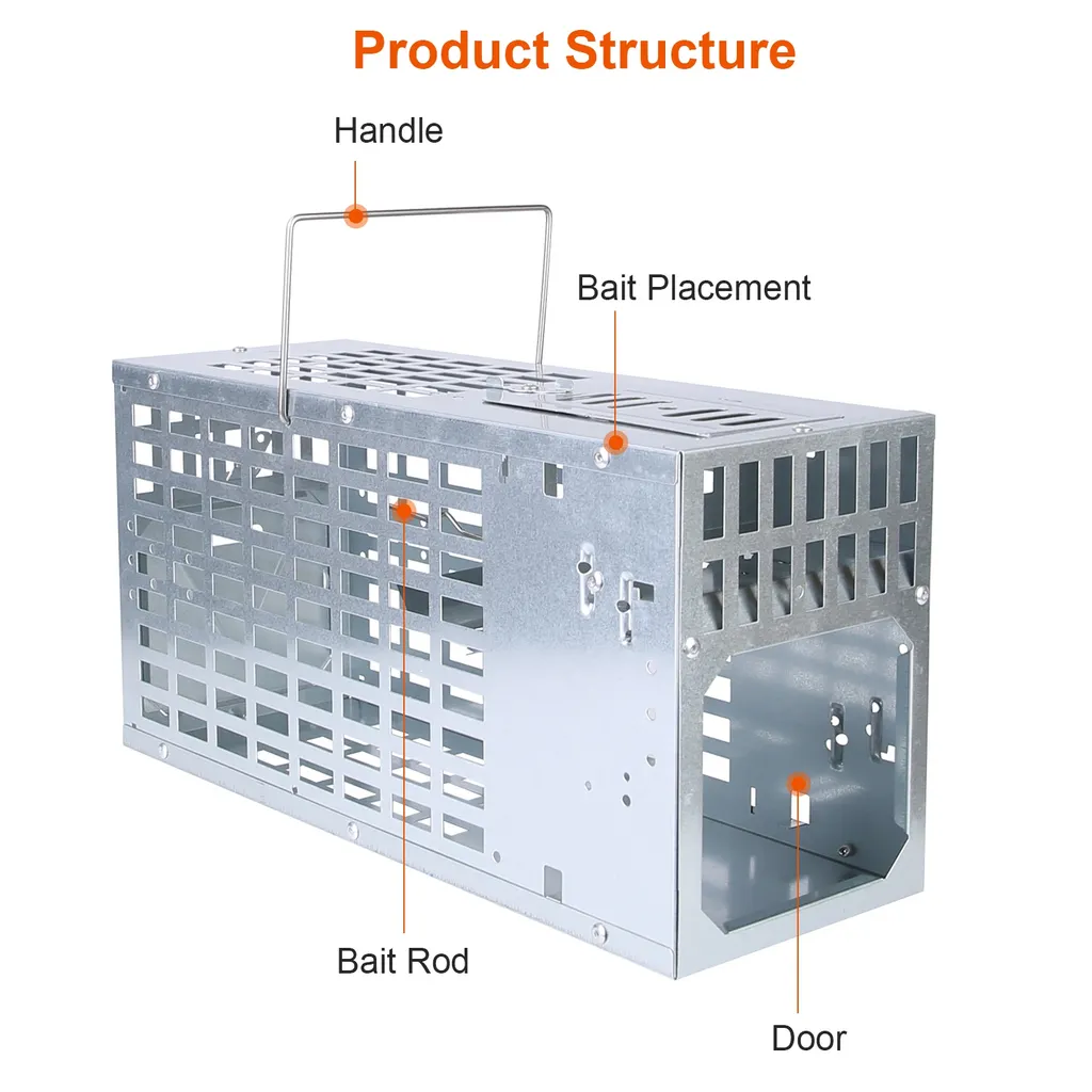 One Door Humane Live Mouse Trap Reusable Metal Rat Rodent Cage Catch Release Continuous Capture Indoor Outdoor Pet Children Safe - Silver
