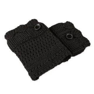 Women Winter Crochet Knit Leg Warmers - Black
