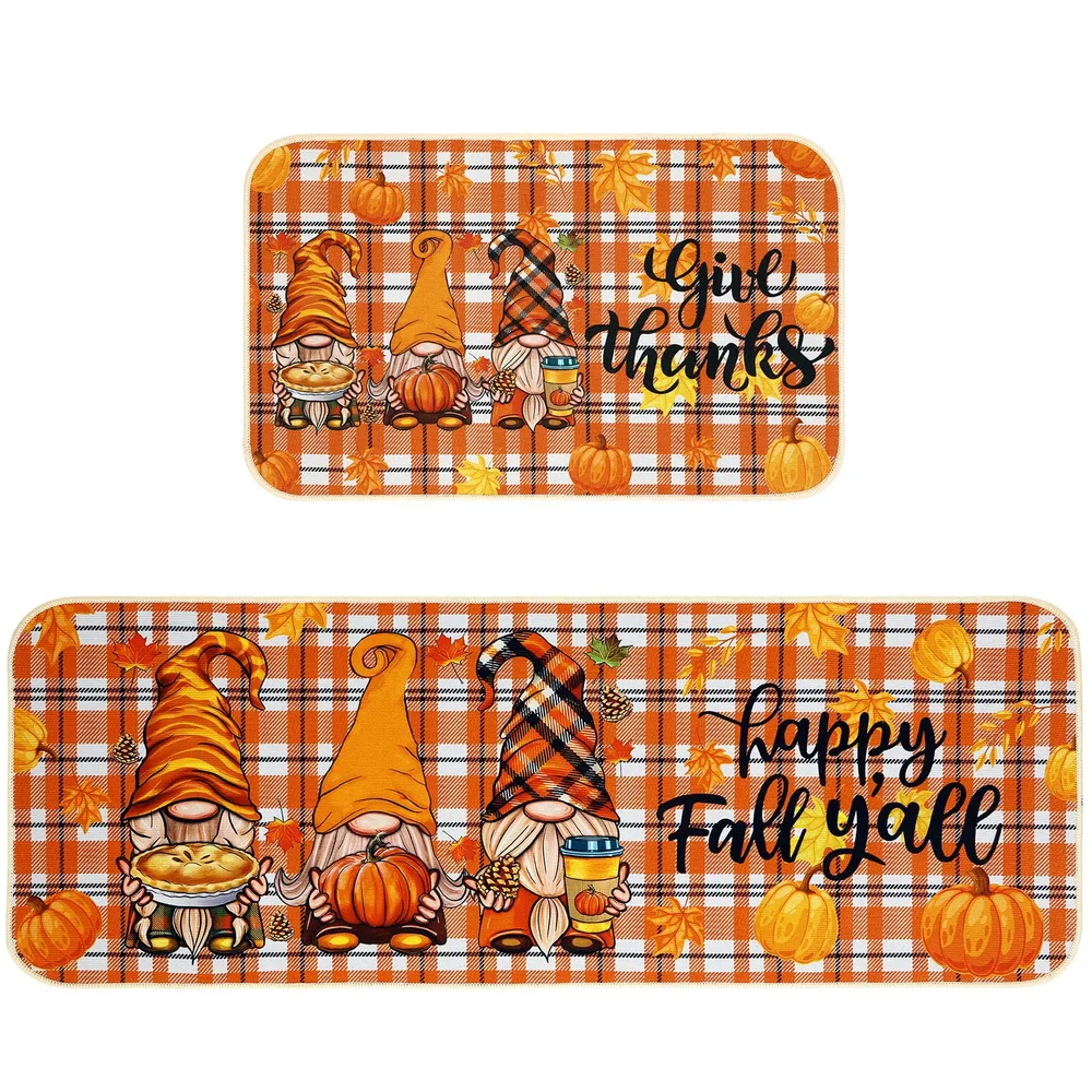 Fall Kitchen Mat Set Of 2, Autumn Kitchen Rugs Maple Leaves Kitchen Mats Decor Thanksgiving Decorative Ban On Selling On 2Pcs - Shop at LoveMi