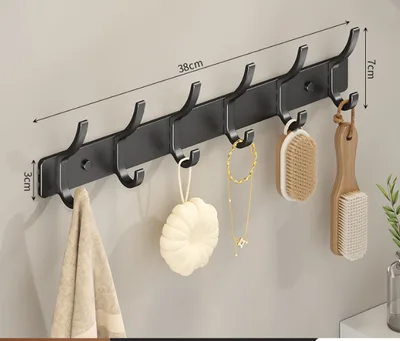 Wall Mount Coat Rack Thickened Cloth Hook Bathroom Sticky Hook Towel Cloth Wall Hanger Iron Crafts For Wall Hanging Six Hooks - Shop at LoveMi