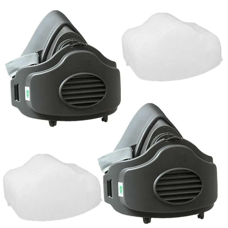 Half Face Gas Mask Cover PRO Respirator 3200 Dust Mask Safety 10 Filters For Sanding Woodworking 2Pcs - Shop at LoveMi