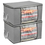 Clothes Storage Bag 90L Large Capacity Foldable Closet - Grey