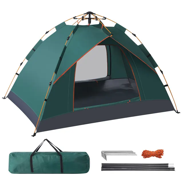 3 4 Man Automatic Instant Double Layer Up Camping Tent Waterproof Outdoor W13072620 - Shop at LoveMi