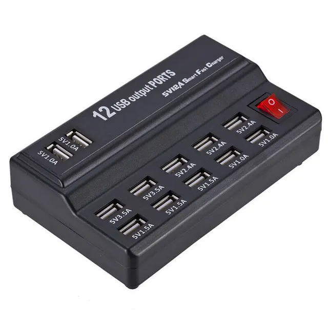 12 USB Multi Charger Travel Wall AC Adapter UK Plug Hub Charging Station W12991284 - Shop at LoveMi