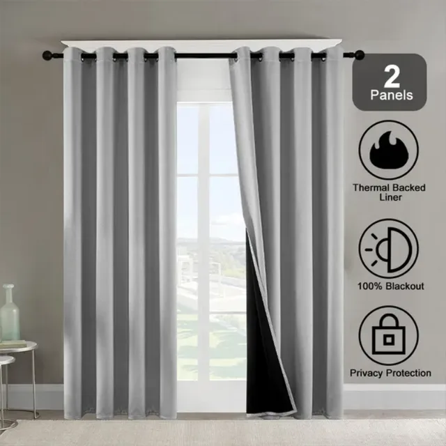 Grommets Thermal Insulated With Coated Lining 52 In. W X 63 In. L Indoor Blackout Curtains Set Of 2 Gray - Shop at LoveMi