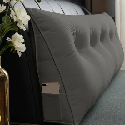 Triangle Reading Cushion With A Button Gray 60x50x20cm Gray - Shop at LoveMi