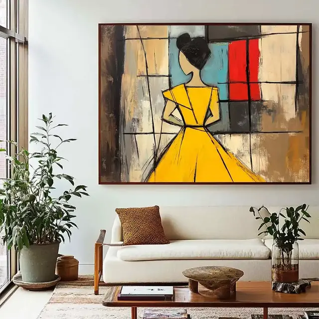 Abstract Woman Handmade Oil Painting Large Brown Green Texture Painting Vintage Abstract People Art Wabi Sabi Wall Art Without Inner Frame - Shop at LoveMi