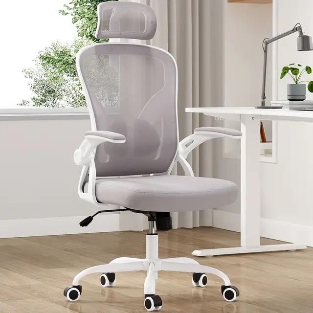 Ergonomic Office Chair, Home Office Desk Chair With Headrest, High Back Computer Chair With Armrests And Adjustable Lumbar Support For Home Office ... Grey - Shop at LoveMi