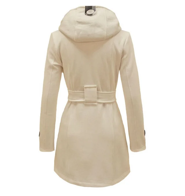 New Women's Long Sleeved Oversized Wool Coat Creamy White - Shop at LoveMi
