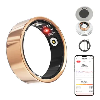 Health Smart Ring, Fitness Tracker, With Heart Rate, Blood Oxygen, Heart Rate Variability, Sleep Monitoring, Step Count, IP68 Compatible With IPhon...