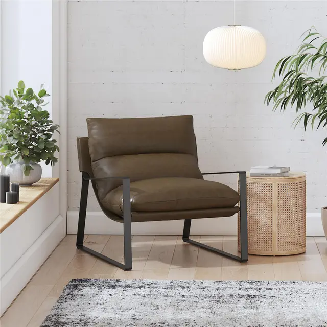 Gatsby Upholstered Sling Accent Chair Camel - Shop at LoveMi